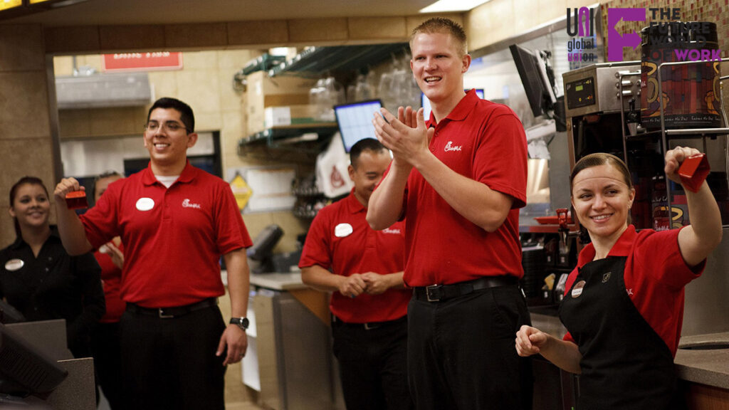 people working Chick Fil A