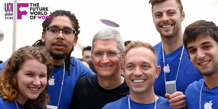 Apple store emplyee and Tim Cook