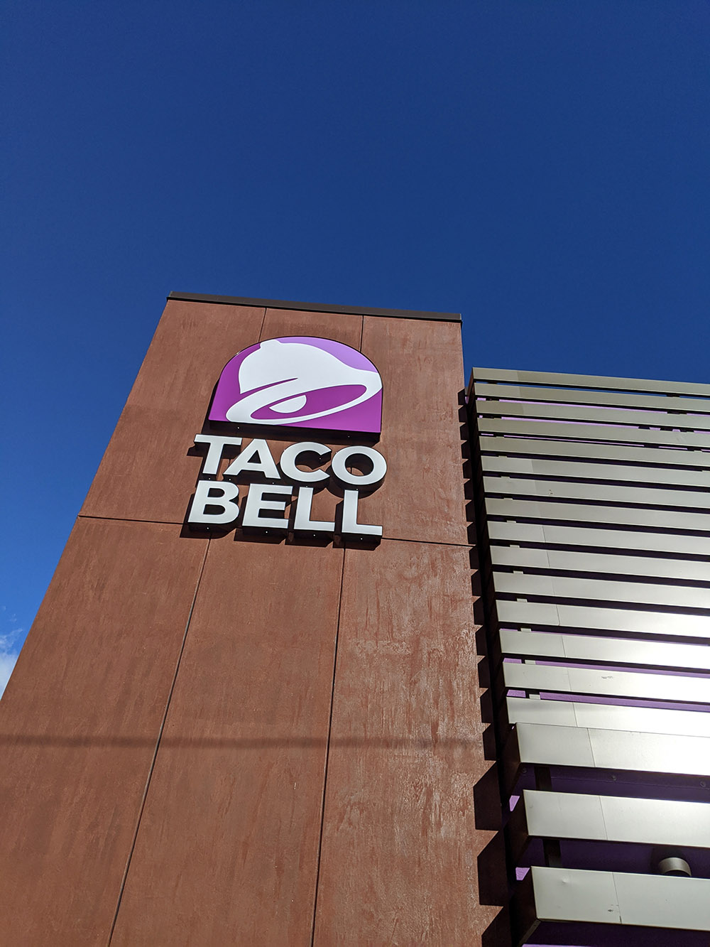 Taco Bell Restaurant Sign on side of building