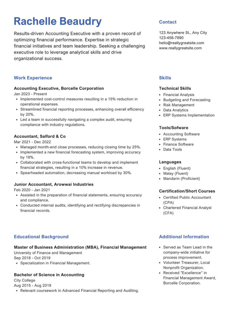 one page resume