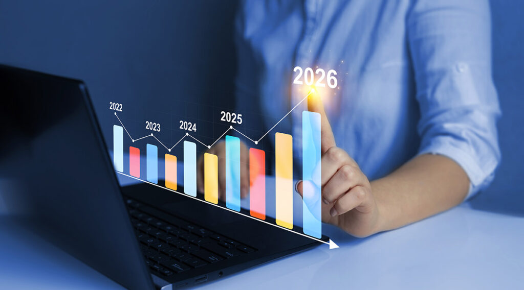 Businessman draws increase arrow graph