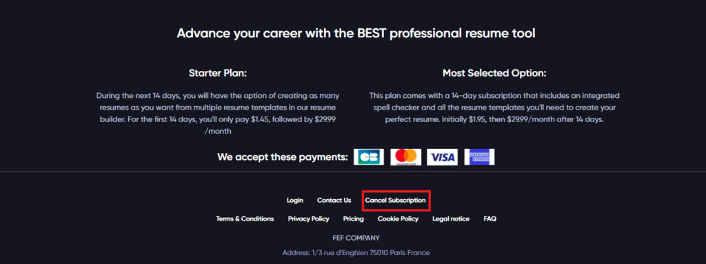 Visit the Cancellation Page