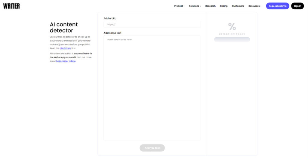 Writer.com AI Content Detector